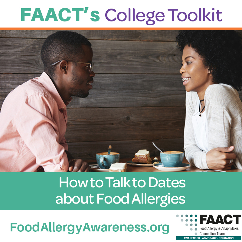 FAACT's Colelge Toolkit - How to Talk to Dates about Food Allergies with two people talking